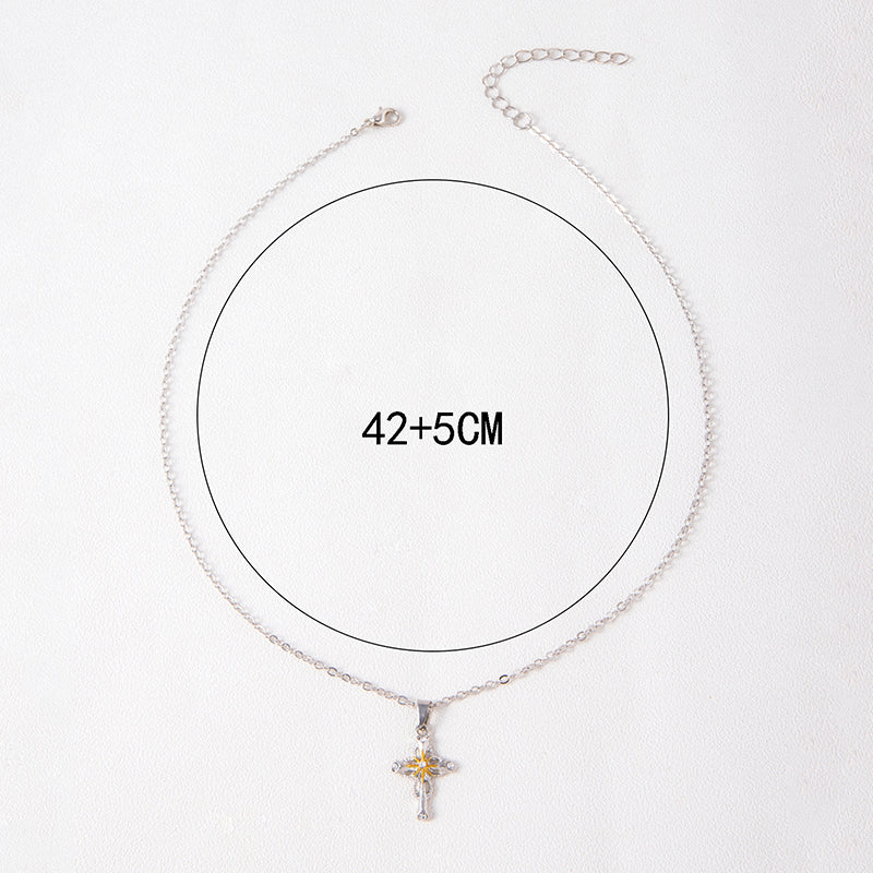 Collar con colgante de flor de cruz nueva 2023, collar de plata con fe católica