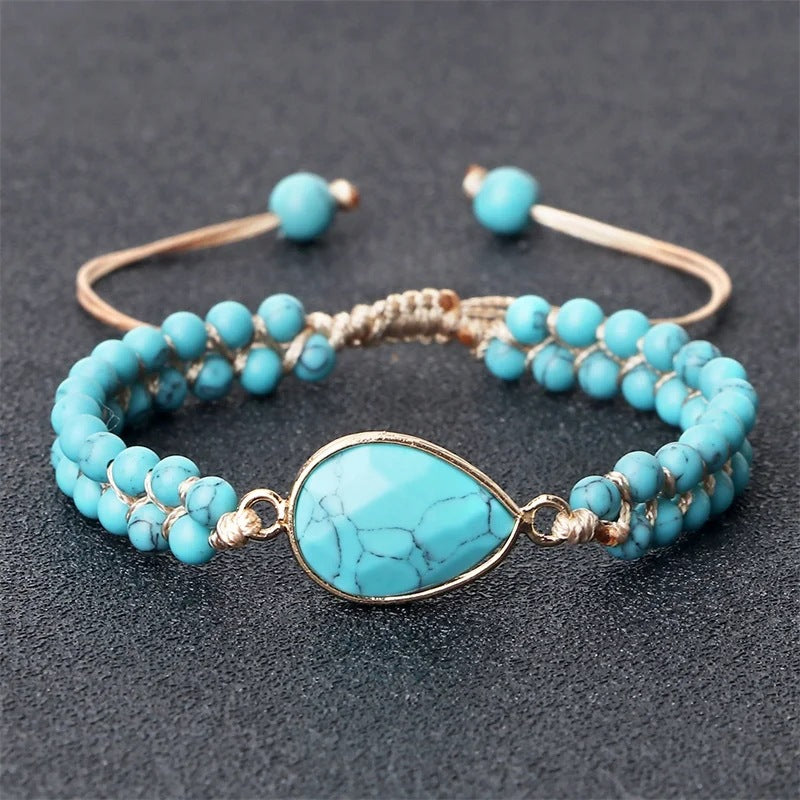 Hand-woven 4MM Natural Blue Turquoise Beads Irregular Bracelet