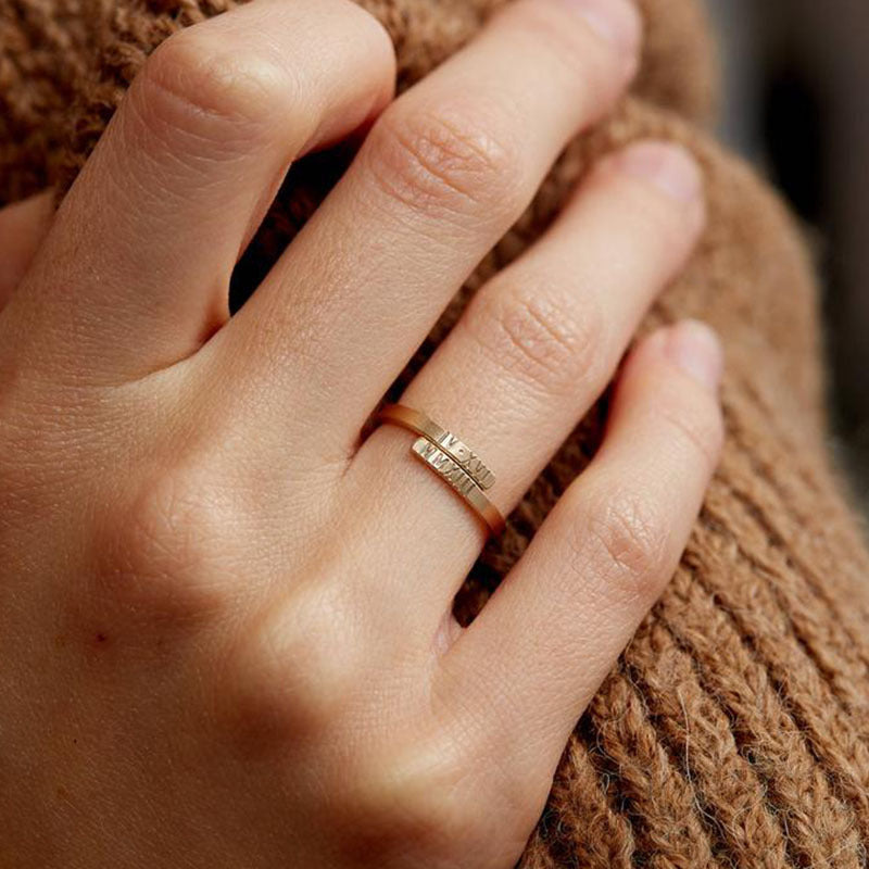 Personalisierter Name Ring Vergoldet Paar