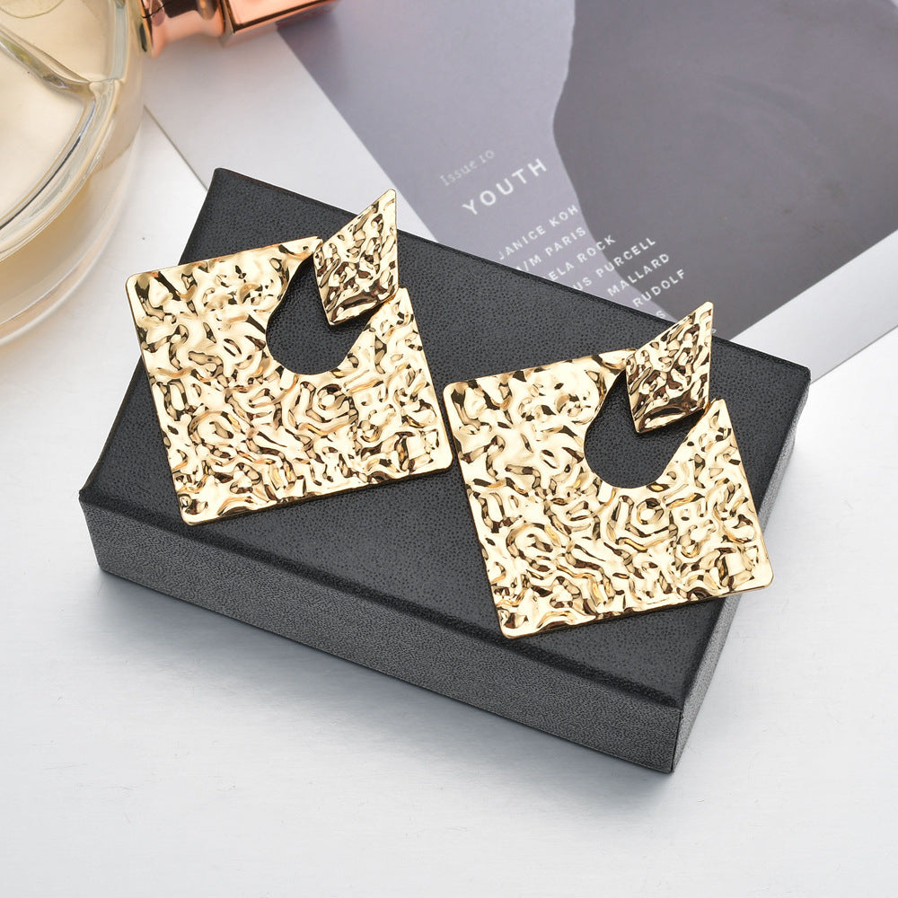 Geometría de la Personalidad Rombo Aleación Irregular Joyería de Oreja Versátil