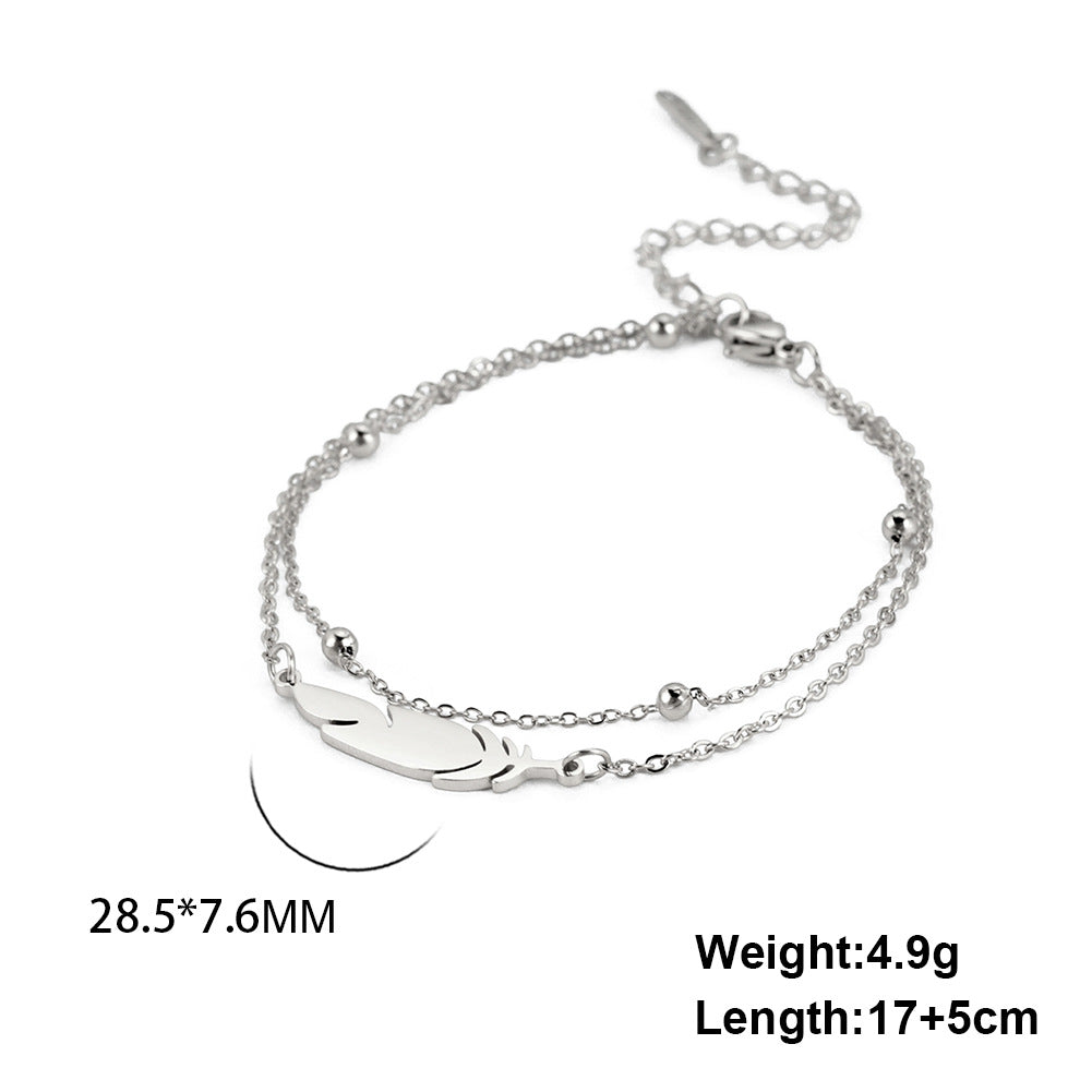 Pulsera sencilla de acero inoxidable de doble capa a la moda