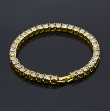 Zinnlegierung Goldfarbenes Iced Armband Herren Hip Hop Kette Street Rock Schmuck