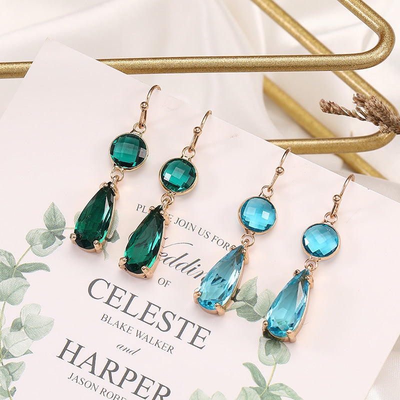 Pendientes de cobre con cristal K9 multicolor de diseño geométrico
