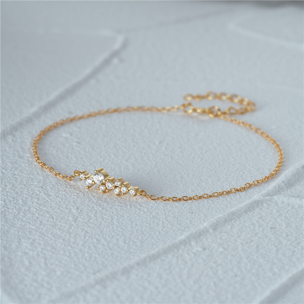 Pulsera hipoalergénica de plata de ley con incrustaciones de diamantes, diseño sencillo y elegante, para mujer