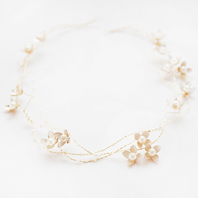 Handgefertigtes Blumen-Perlen-Braut-Stirnband Diadem