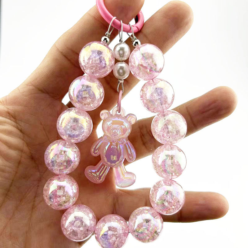 Colgante de cuentas luminosas con oso y dije para celular