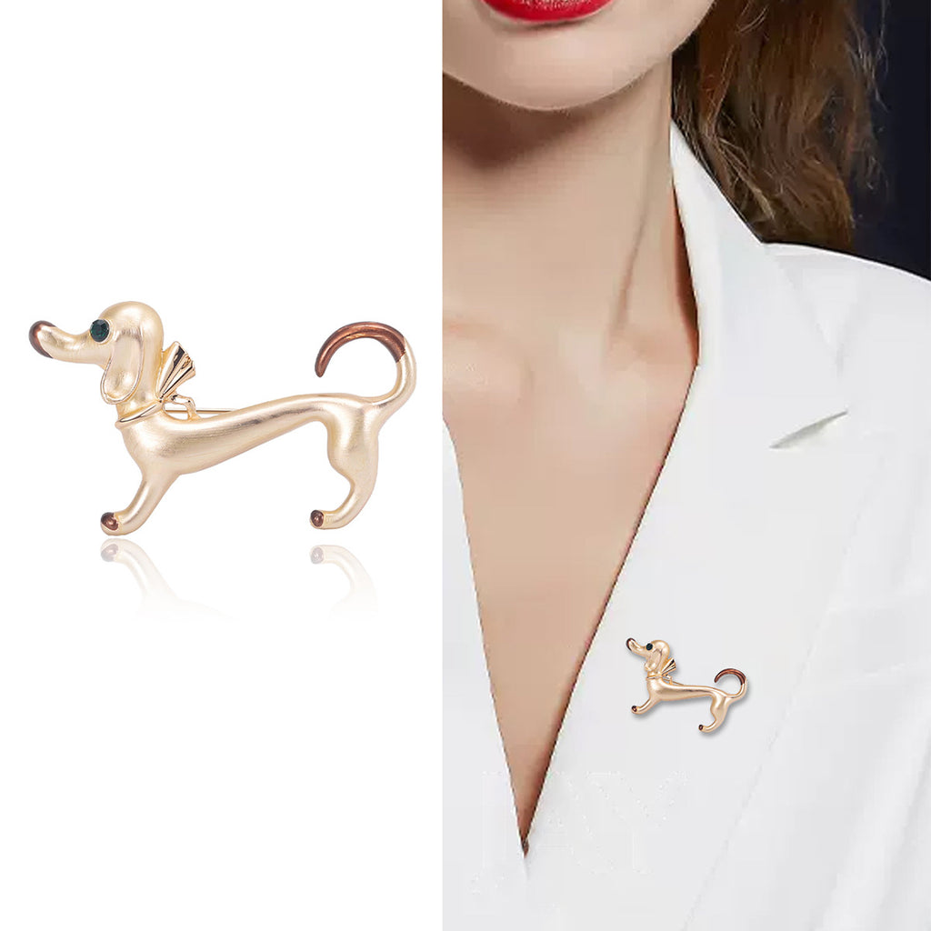 Niedliche tropfende Ölwursthund-Tiermotiv-Anstecknadel im einfachen Stil, Brosche, Ornament