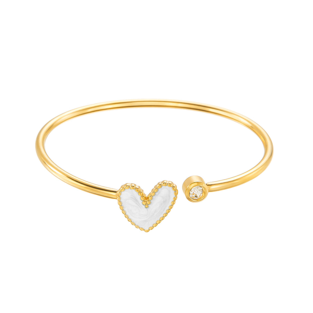 Pulsera Corazón de Aceite Hueco con Diamante