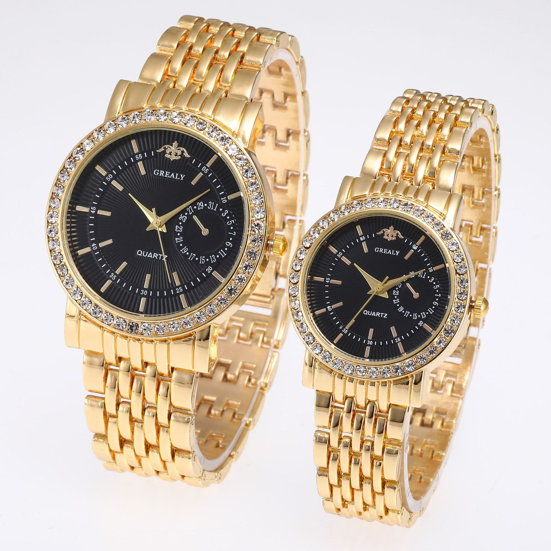 Reloj de pulsera clásico de negocios de lujo con diamantes para parejas
