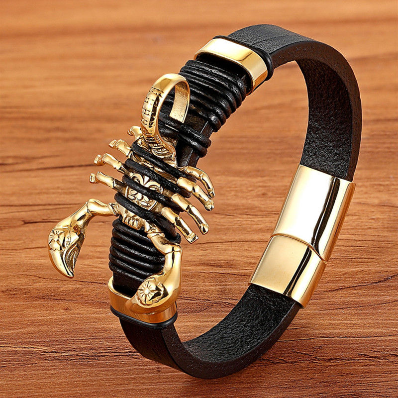Skorpion Armband Leder Geflochtenes Armband Herren