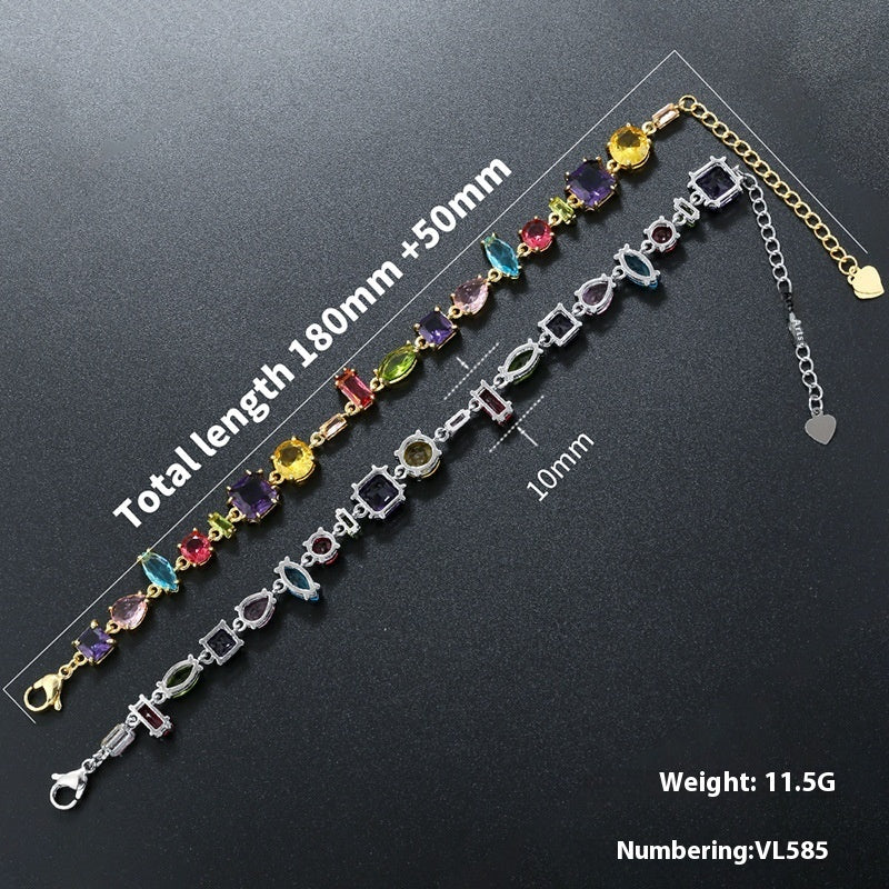 Cross-border Candy Color Special-shaped Zircon Stitching Bracelet Necklace