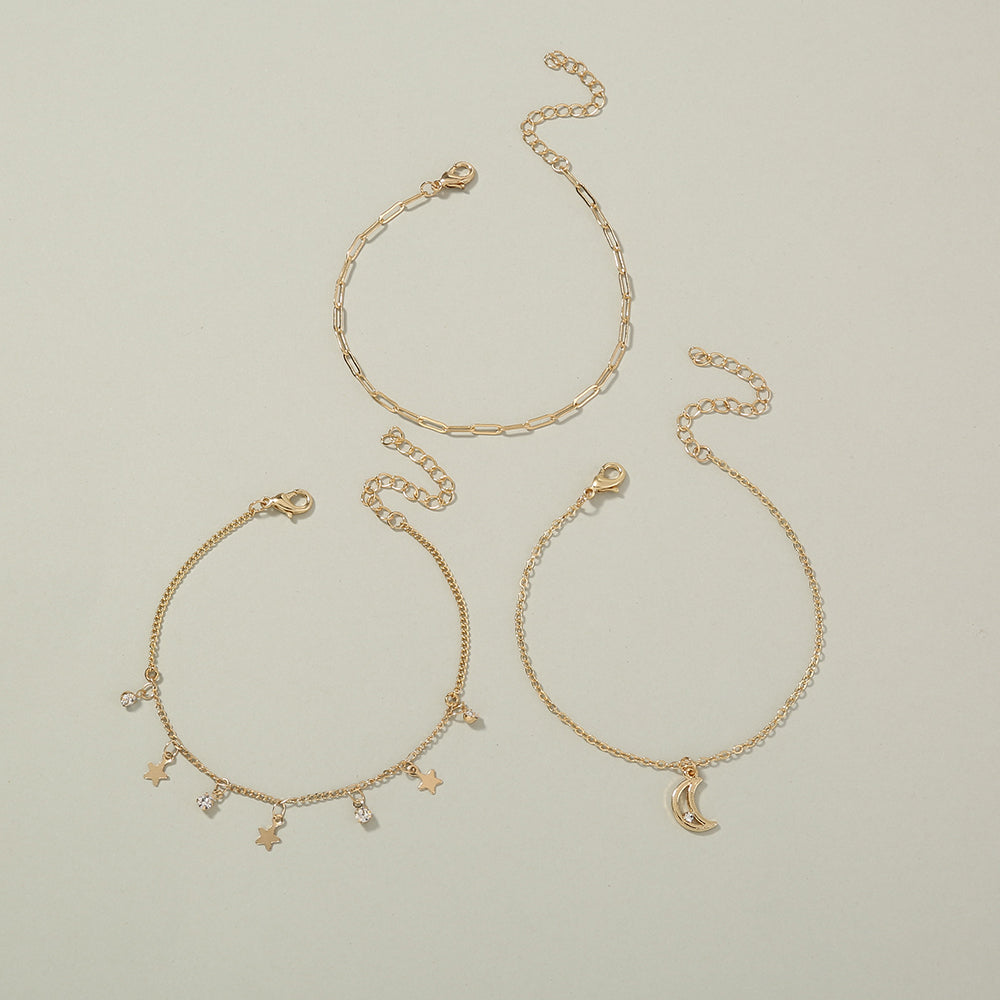 Accesorios de diseño con combinación creativa, borla de estrella y luna fresca, pulsera Maestros sencilla y fácil de llevar