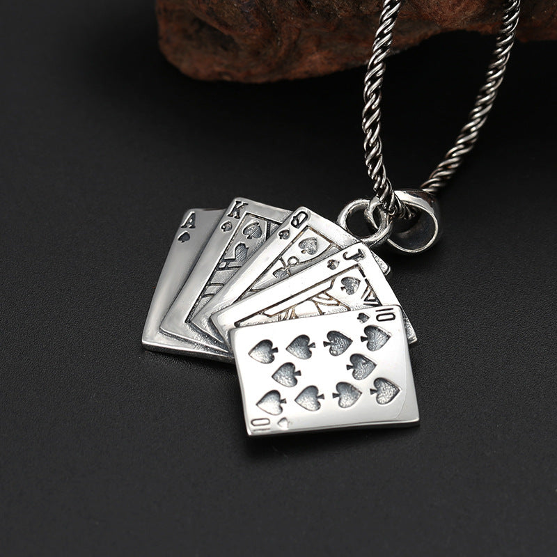 S925 Sterling-Silber-Anhänger Schmuck Modisch All-Match Kreativer Flush Poker