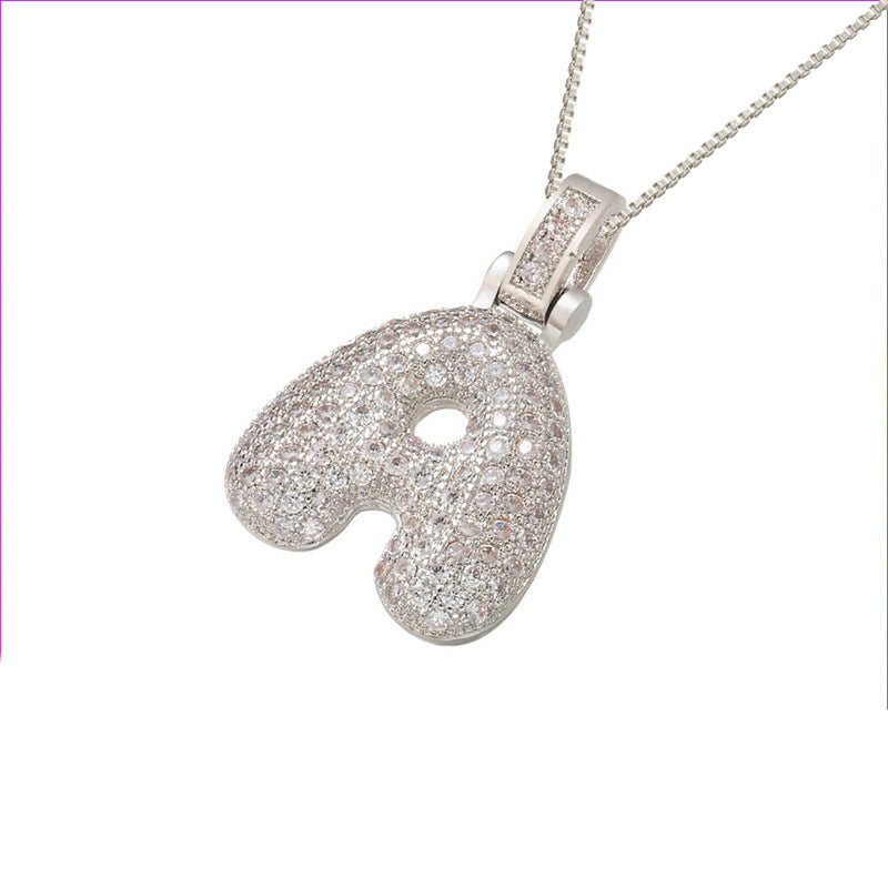 Schlüsselbeinkette Kupfer Mikro-intarsierte Zirkon 26 Buchstaben-Anhänger-Halskette für Frauen Geburtstag Schmuck Geschenke