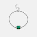 Pulsera de circonita verde de plata de ley 925 simple y a la moda para mujer