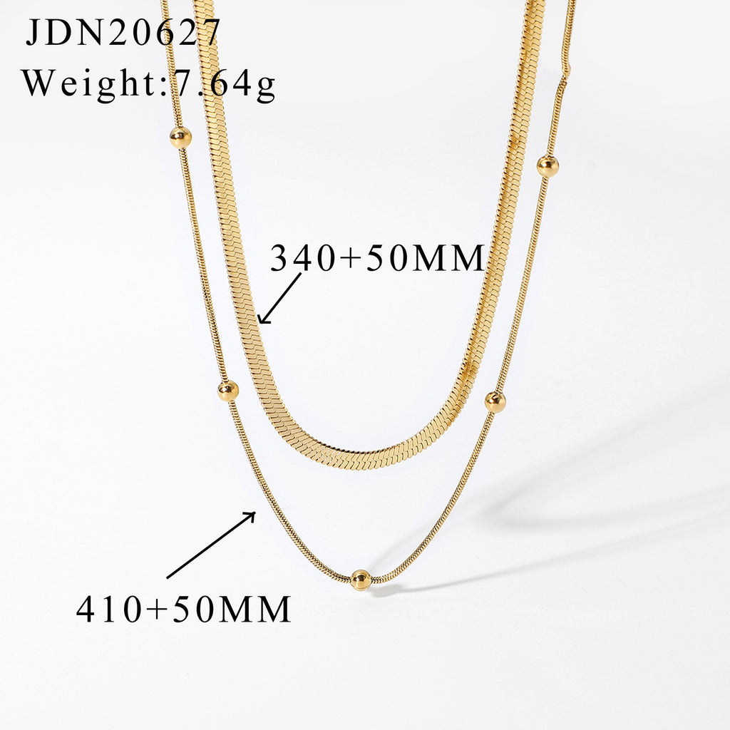 Fashion Twin Stainless Steel Neckband Necklace 14K Gold Plated