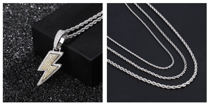 Colgante Hip Hop Rayo Superventas Microincrustaciones Circonita Hip Hop Moda Joyería Hip Hop de Tendencia
