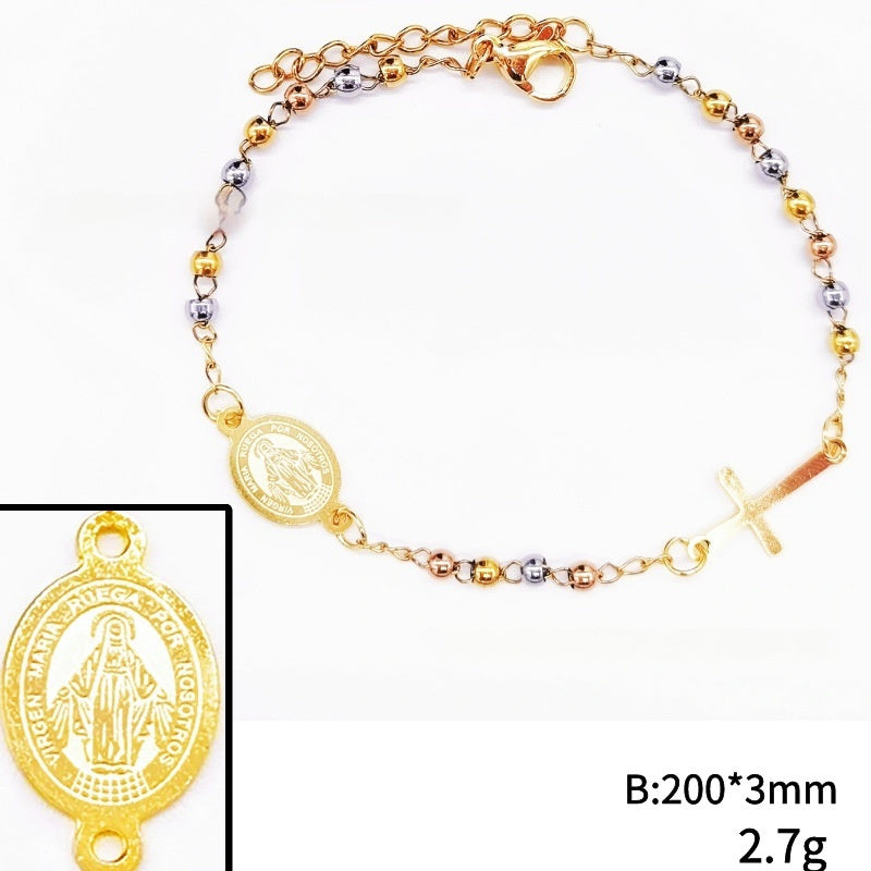 Stainless Steel Bead Cross Bracelet Jewelry Accessories