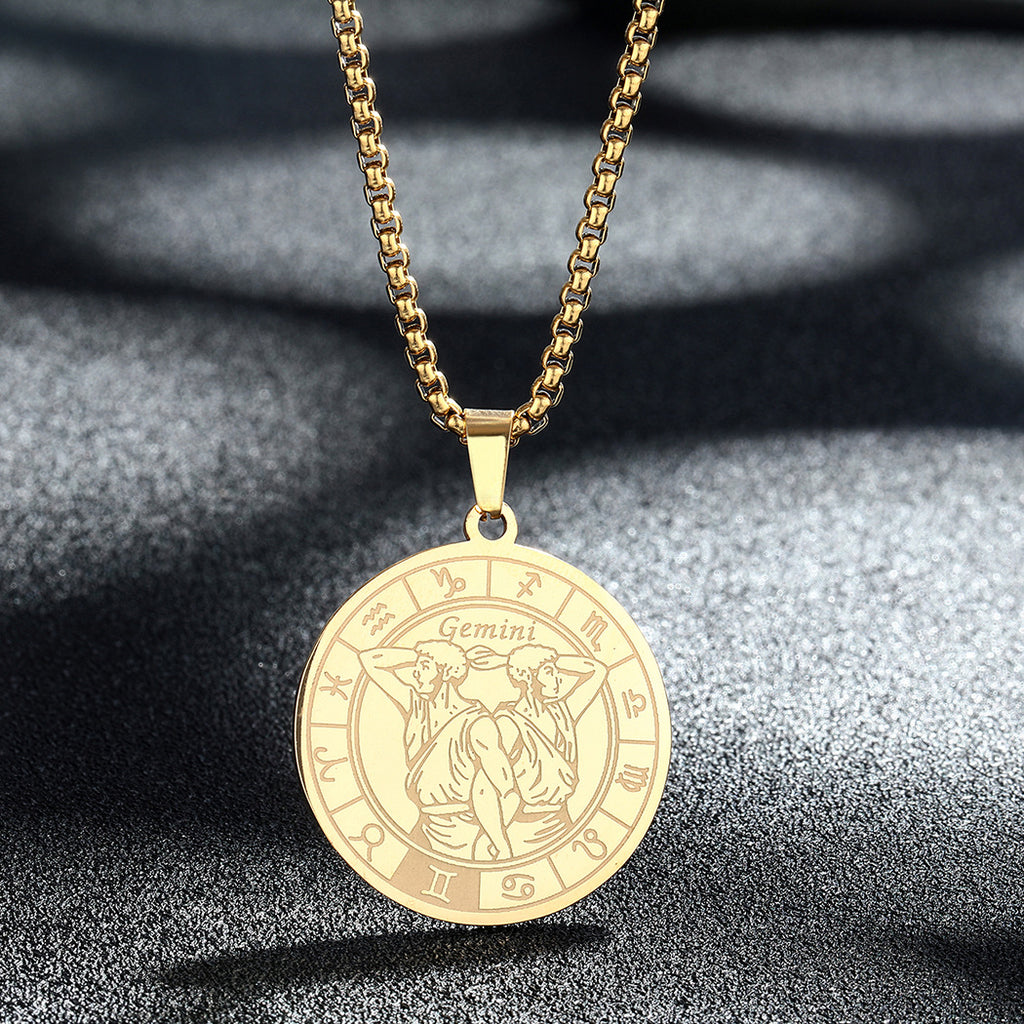 Edelstahl Konstellations-Anhänger-Halskette Goldmedaillen-Halskette