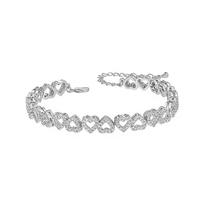 Pulsera de diamantes de alta calidad para niña con corazón de diamantes completo