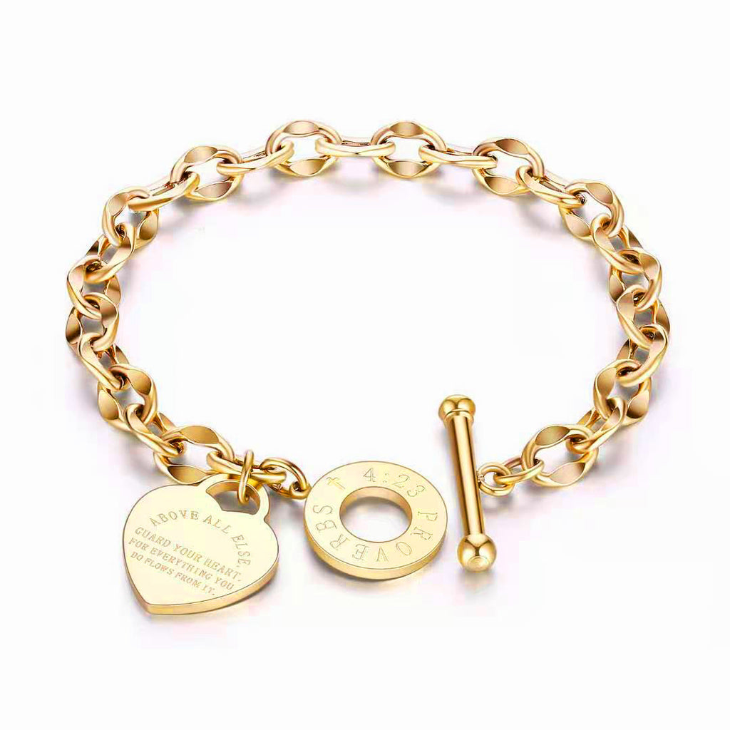 Heart-shaped Stainless Steel Heart-shaped Bracelet Light Luxury Ornament