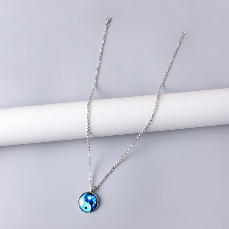 Tai Chi Yin Yang Drachen-Glas-Halsketten für Herren