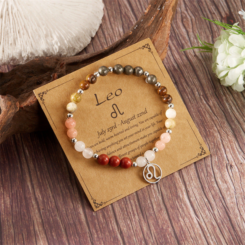 Pulsera de amatista con cuentas y doce constelaciones