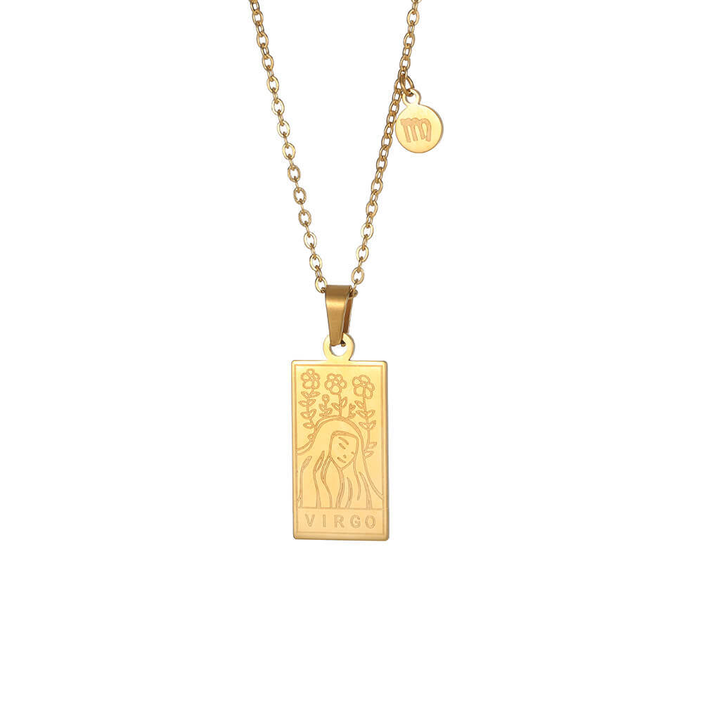 Stainless Steel Constellation Square Constellation Tag Scorpio Couple Necklace
