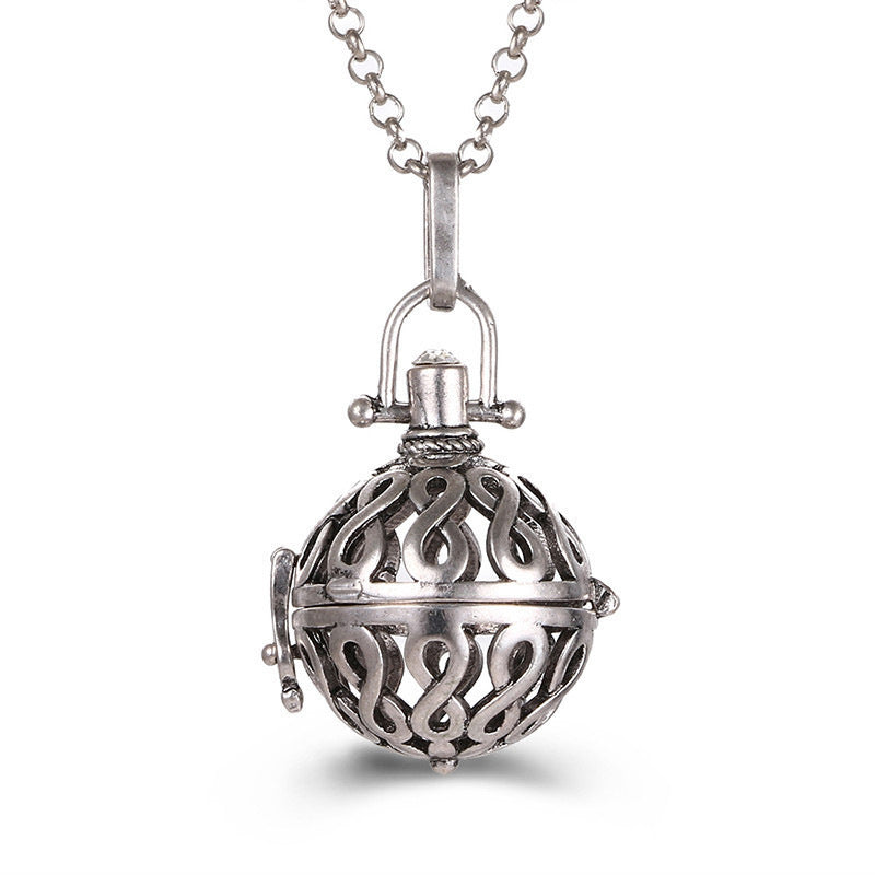 Collar hueco de aromaterapia con jaula de circonita, difusor de aceites esenciales, caja de perfume, accesorios antiguos para ropa tradicional Han