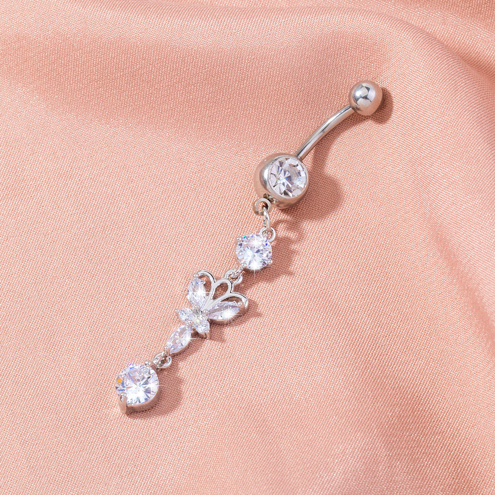 Piercing de ombligo de mariposa con circonita exquisita