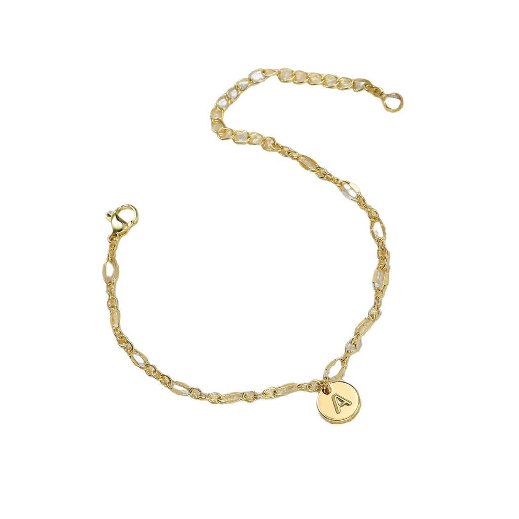 Versatile Simple Vintage Cross Round Letter Stainless Steel Bracelet