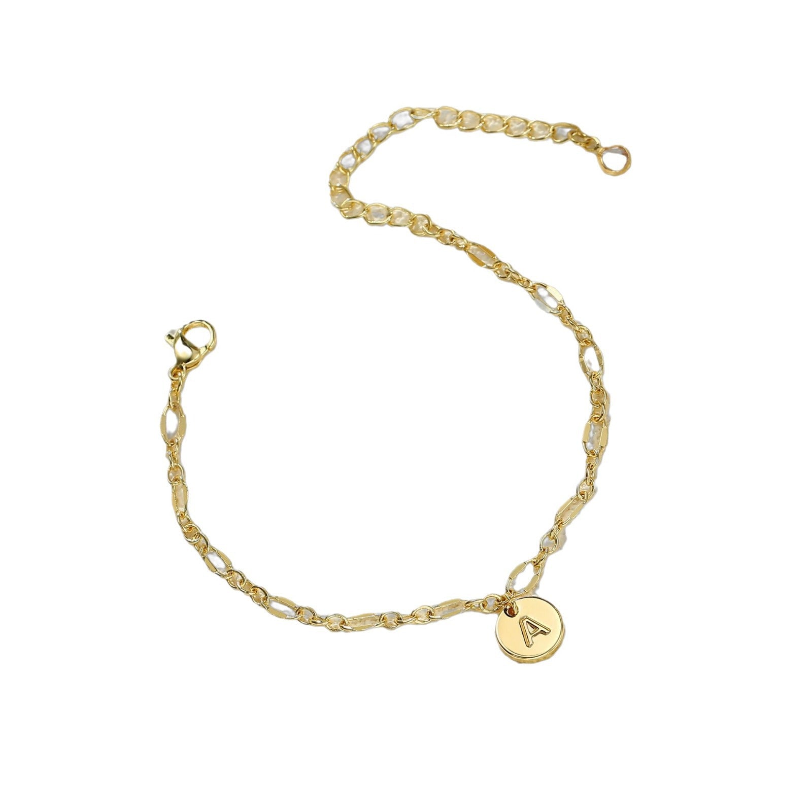 Versatile Simple Vintage Cross Round Letter Stainless Steel Bracelet