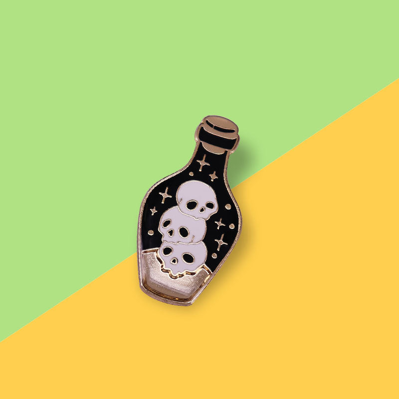 Broche de Botella con Calavera Gótica, Insignia de Arte de Muerte, Accesorios de Horror para Festividades