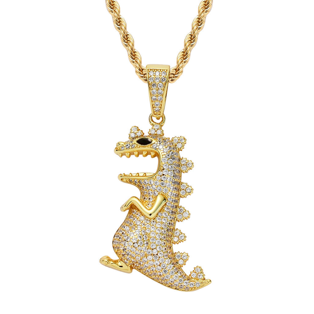 Hip-Hop-Stil Dinosaurier-Anhänger Halskette Deko-Accessoires für Feiertags-Party-Geschenk