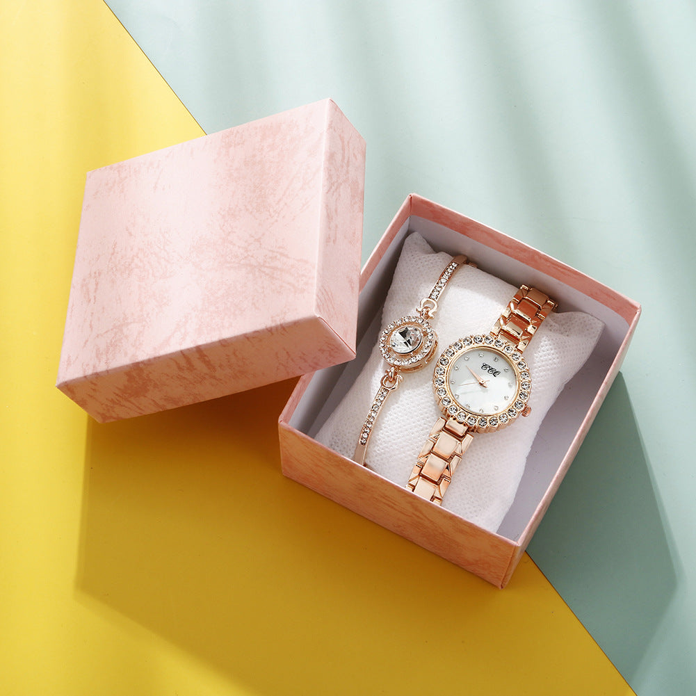 Traje de reloj con brazalete de diamantes de moda para mujer