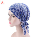 Stretch cotton print turban hat