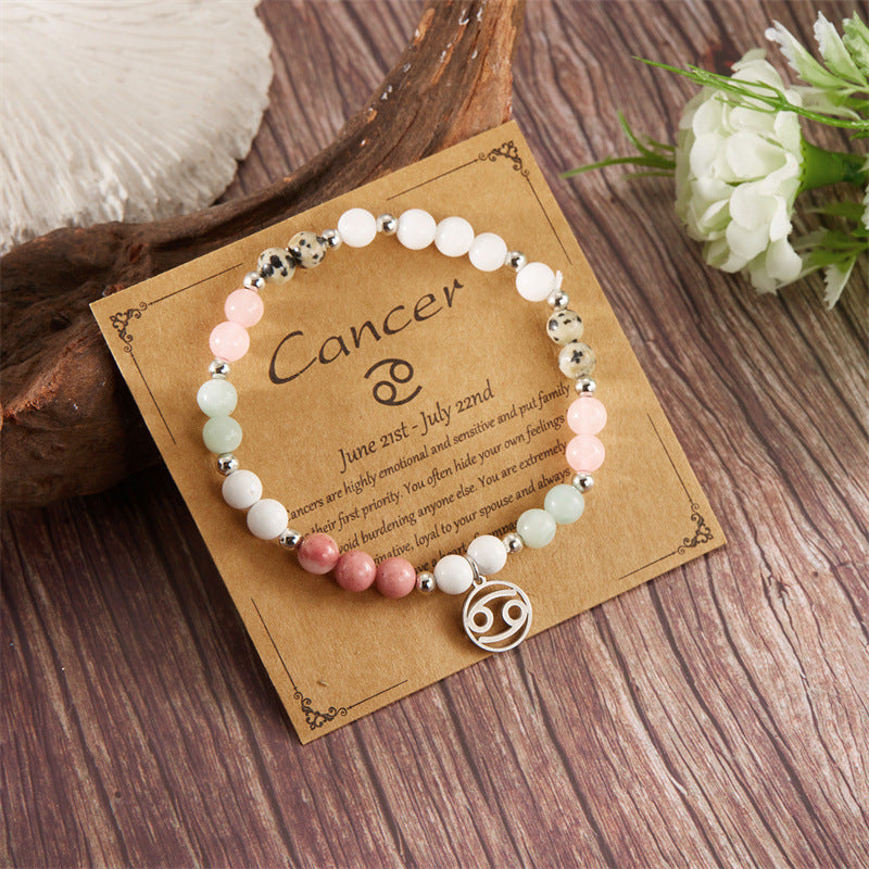 Pulsera de amatista con cuentas y doce constelaciones