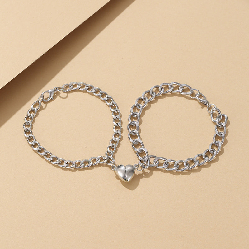 Magnetisches Edelstahl Herz Charm Paar Armband