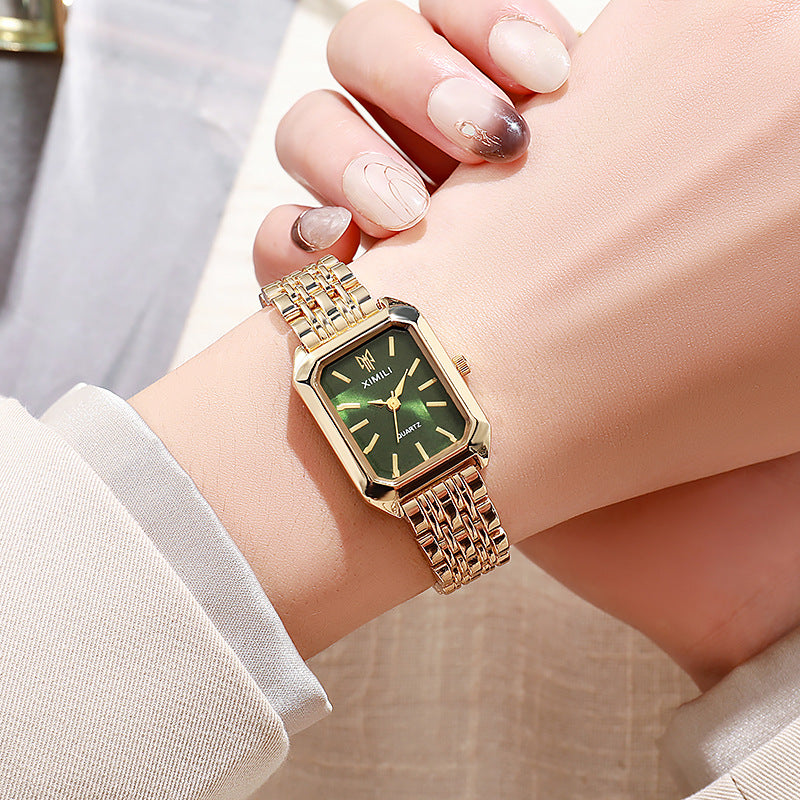 Reloj de mujer con correa de acero cuadrada, sencillo y a la moda