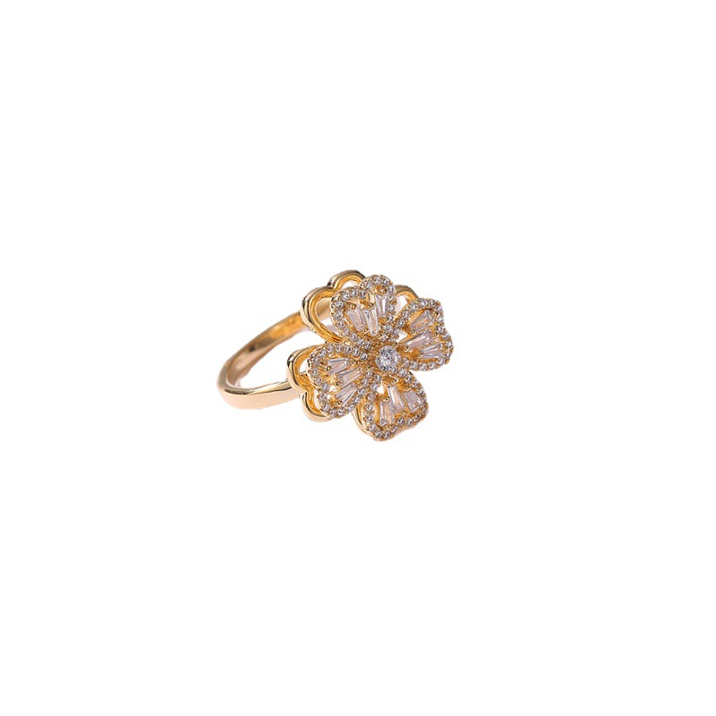 Kupfer drehbarer Ring Mikro-Einlage Fashion Damenring Zeigefingerring