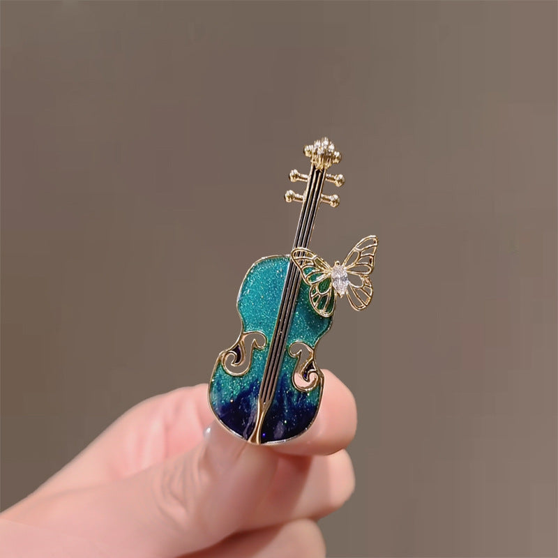 Broche de Violín Azul Accesorio llamativo para Suéter