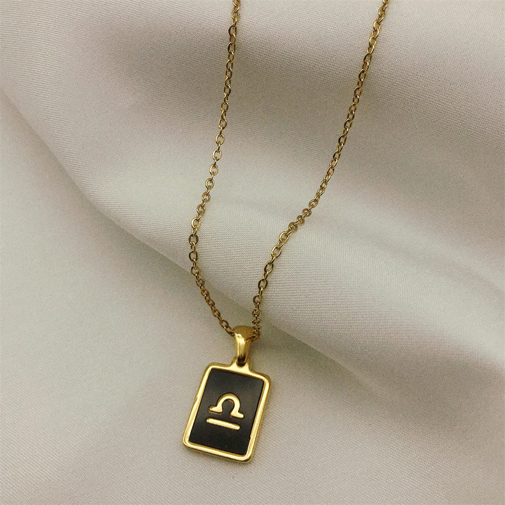 Square Plate Twelve Constellation Rune Necklace