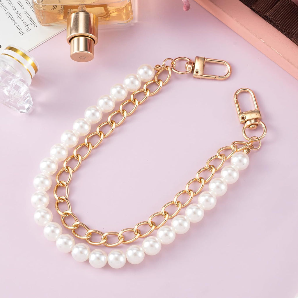 Cordón antipérdida para teléfono móvil, vaso de agua, cadena doble de perlas portátil, cadena decorativa para bolso