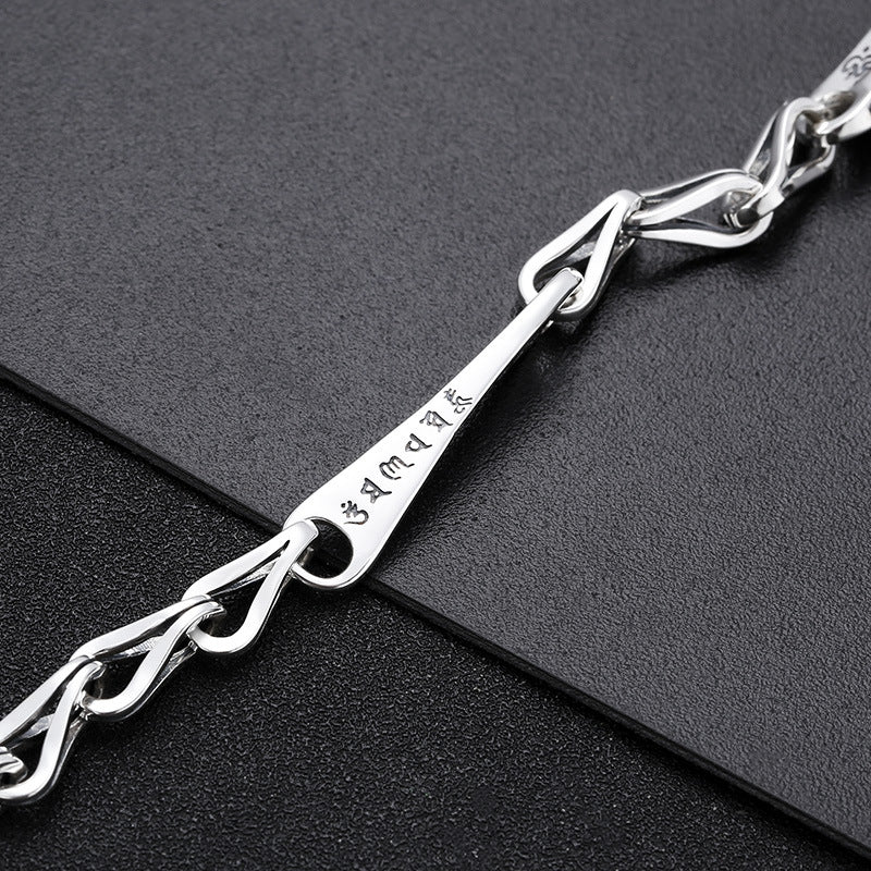 925 Sterling Silver Ornament Trendy Unique Six Words Mantra Bracelet