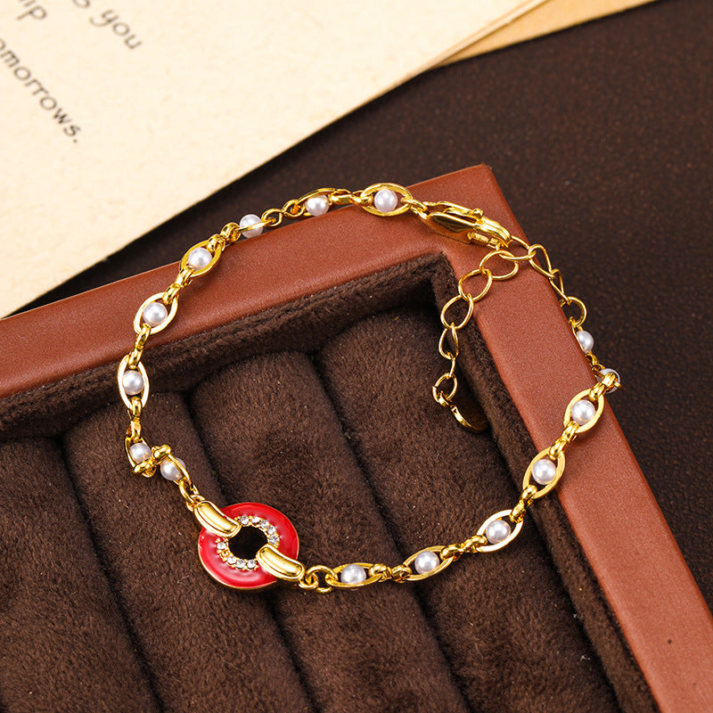 Schlichtes Temperament Öltröpfchenglasur Blumen Schmetterling Perlenarmband