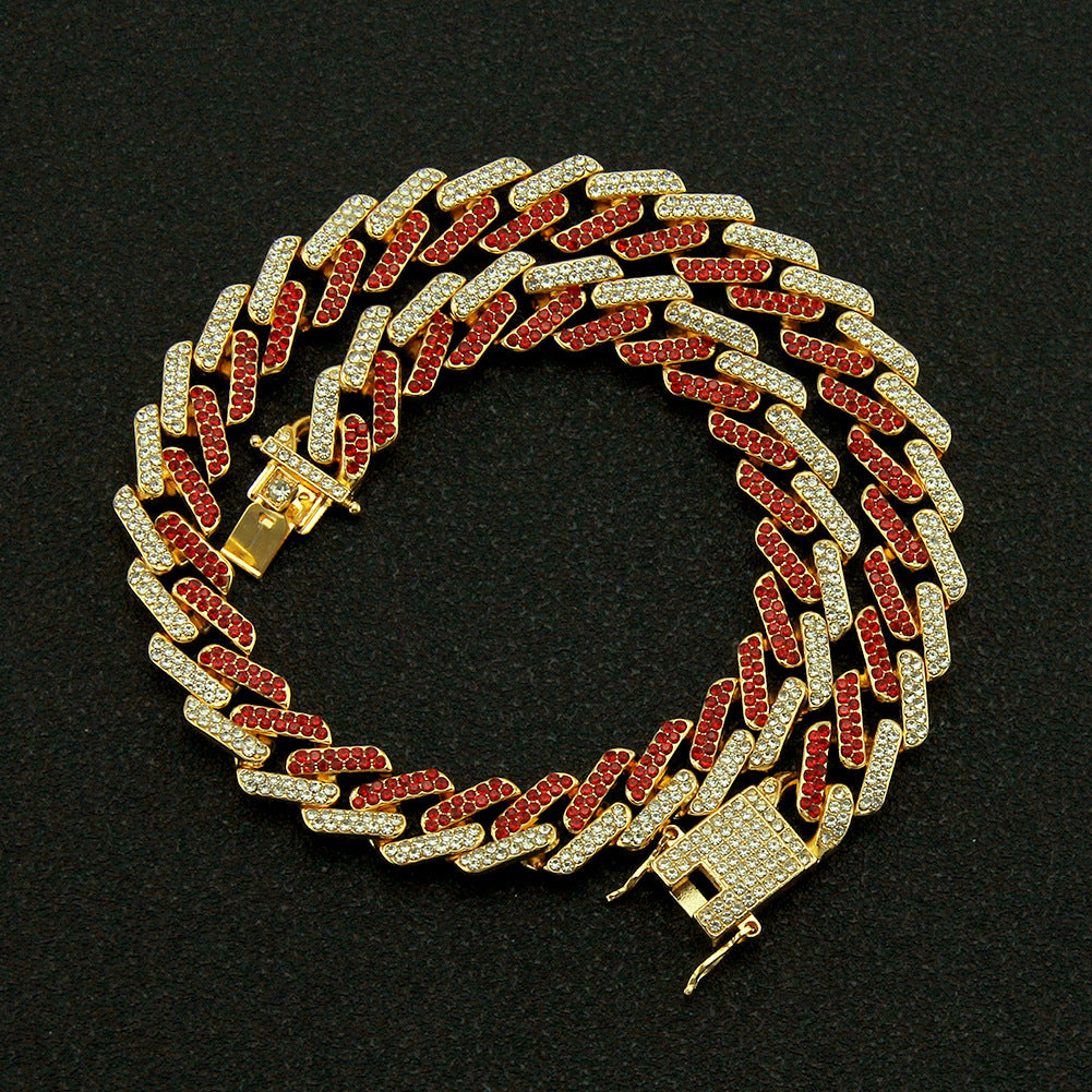 Herrenmode mit farbigen Diamanten, geometrische quadratische kubanische Halskette