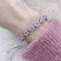 Peach Heart Full Rhinestone Zircon Bracelet For Women