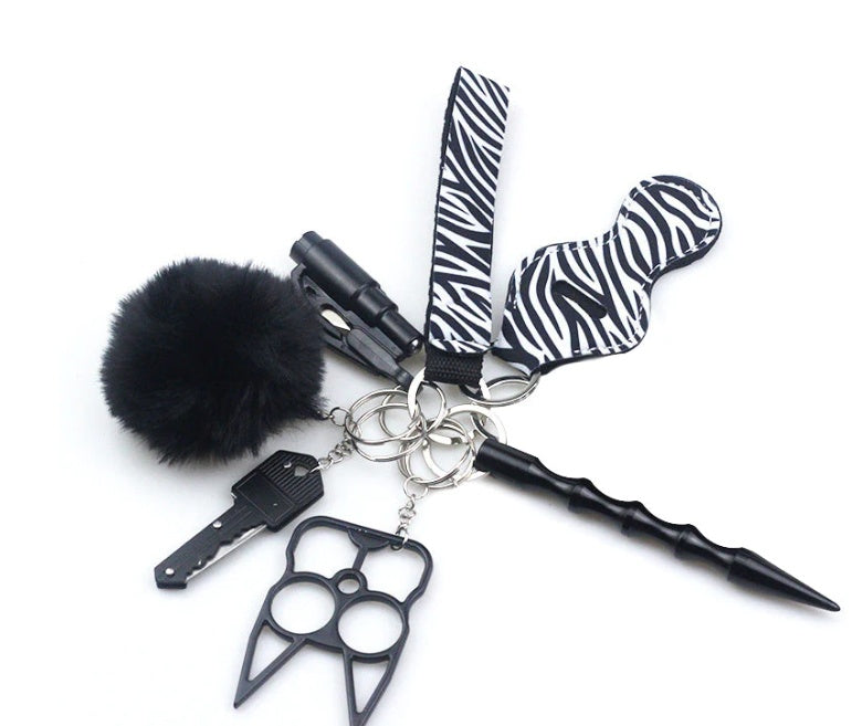 Bolso de desinfectante de manos para mujer, aleación de zinc, alarma de barra antipánico, llavero