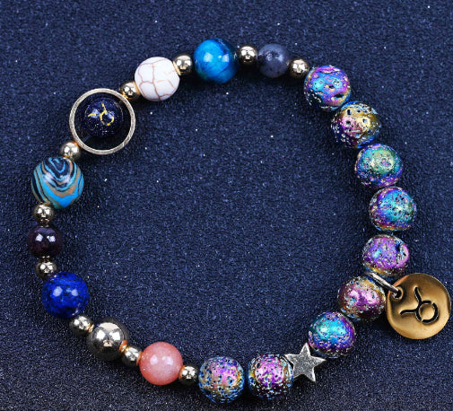 Pulseras de las Doce Constelaciones de Roca Volcánica Colorida de San Azul