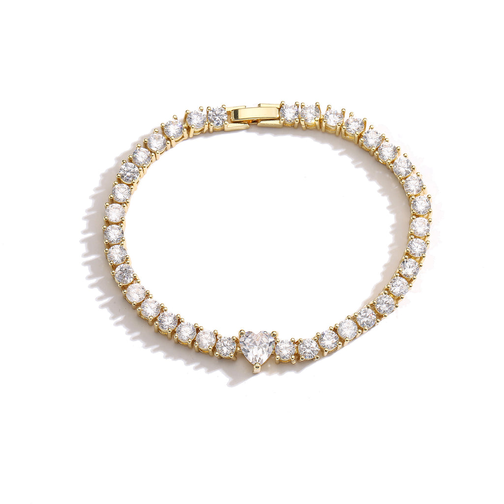 Mikro-Intarsien Zirkon Liebe Herzförmiges Armband Voller Diamant Luxus
